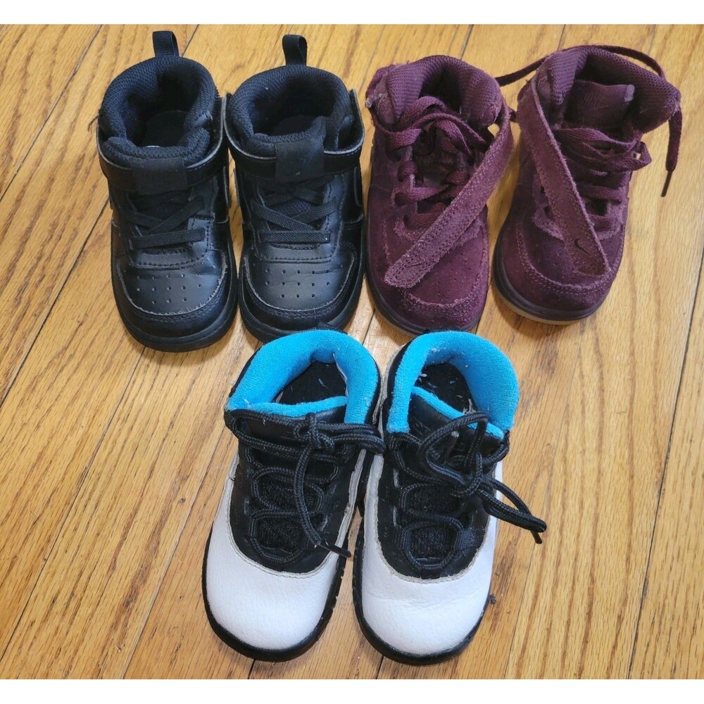 Lot Of 3 Nike Air Jordan Toddler Shoes Size 6C Black And Suede Air Force Sneaker